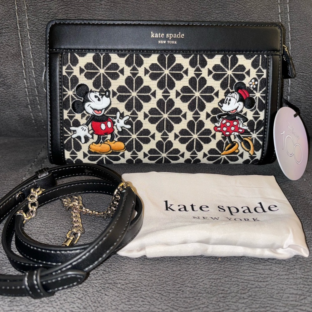 Kate Spade Disney 100 Mickey Minnie Jacquard Flower Crossbody